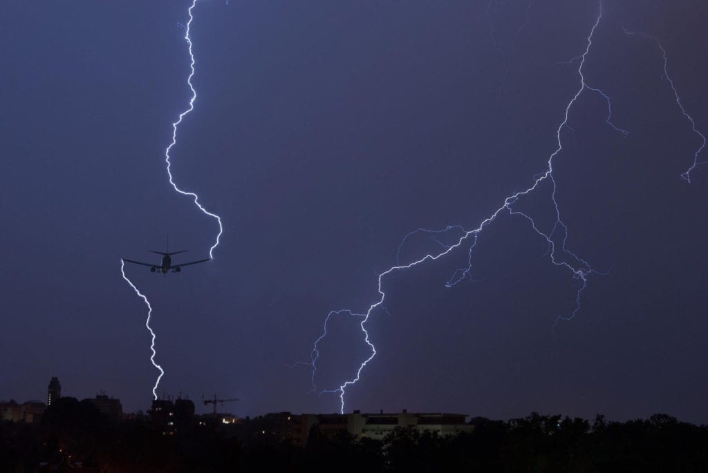 plane lightning strike