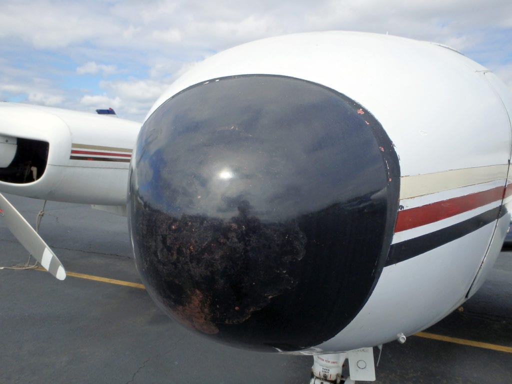 aircraft radome with pit marks