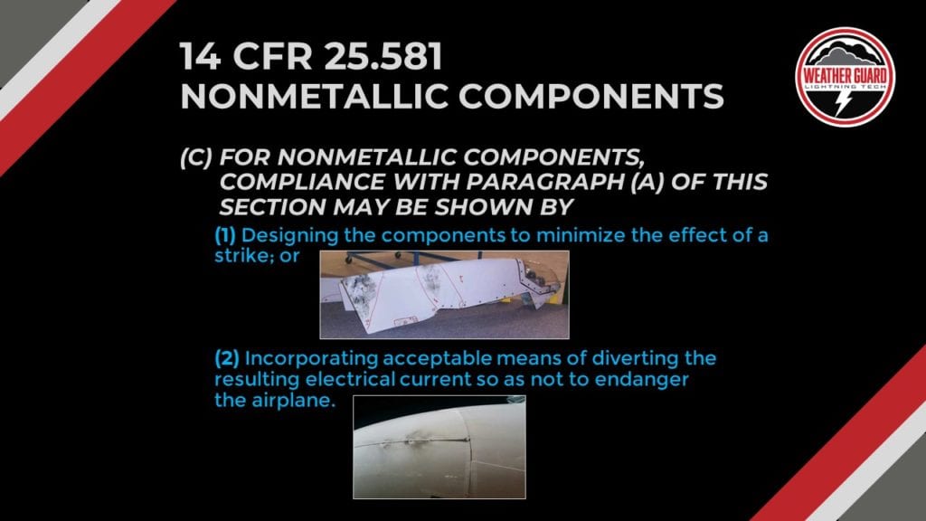 Nonmetallic component lightning considerations aircraft